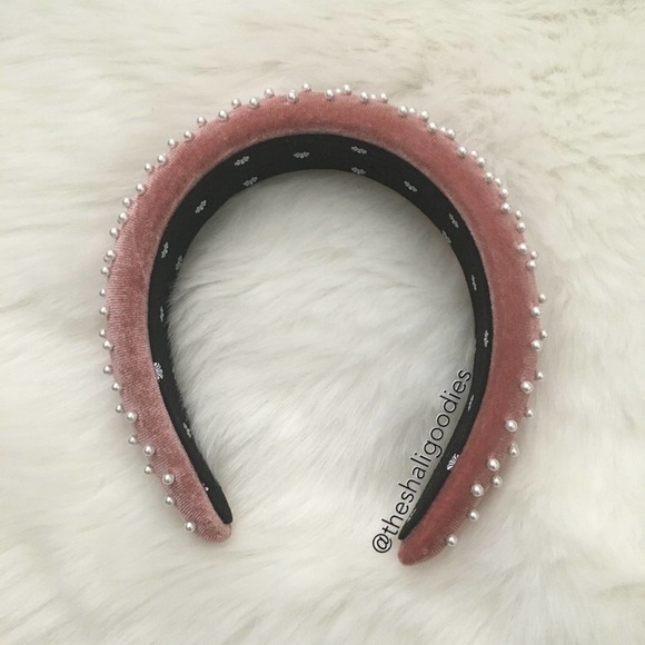 LELE SADOUGHI Dusty Rose Pearl Padded Headband